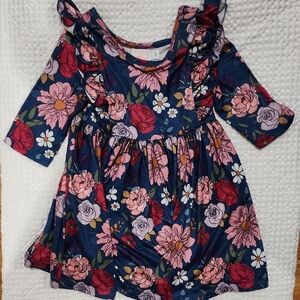 Floral Kids Dress - Blue and Pink